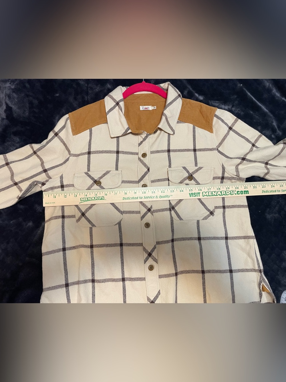 Faherty Daly Shirt Brown Plaid and Corduroy Shirt Shacket Sz L - Picture 9 of 10